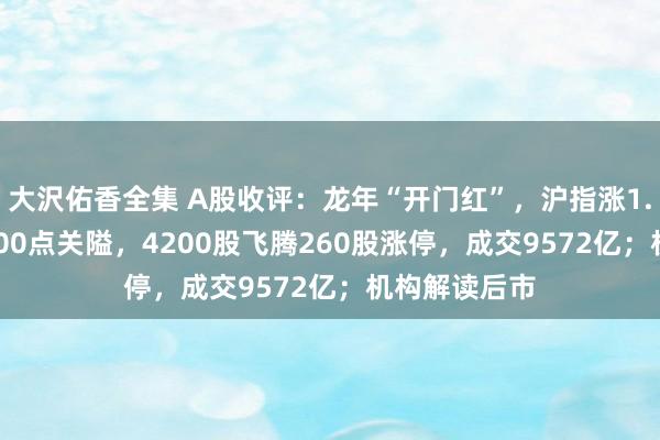 大沢佑香全集 A股收评：龙年“开门红”，沪指涨1.56%回答2900点关隘，4200股飞腾260股涨停，成交9572亿；机构解读后市
