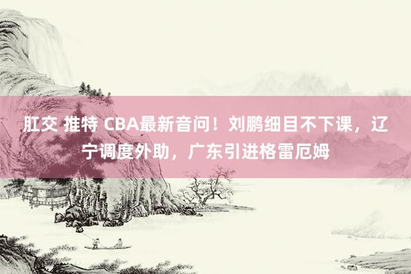 肛交 推特 CBA最新音问！刘鹏细目不下课，辽宁调度外助，广东引进格雷厄姆