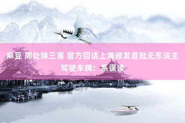 麻豆 周处除三害 官方回话上海颁发首批无东谈主驾驶车牌：系误读