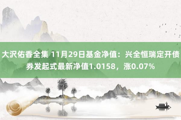 大沢佑香全集 11月29日基金净值：兴全恒瑞定开债券发起式最新净值1.0158，涨0.07%