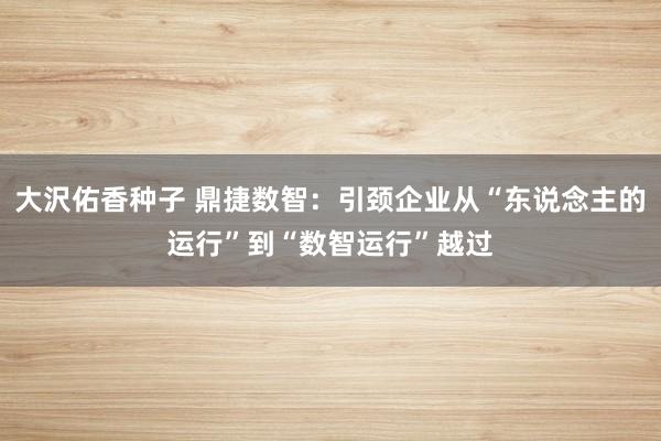 大沢佑香种子 鼎捷数智：引颈企业从“东说念主的运行”到“数智运行”越过