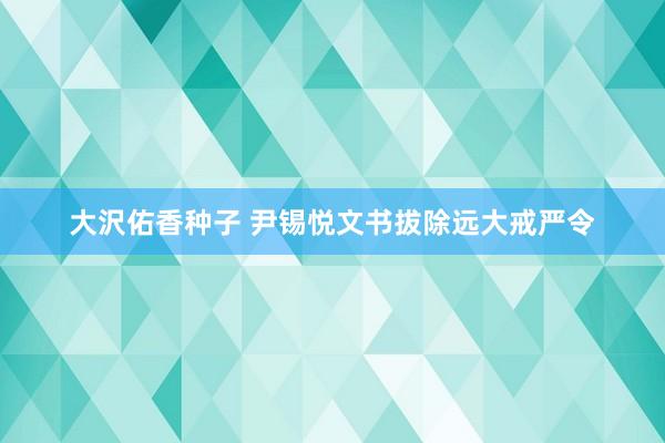 大沢佑香种子 尹锡悦文书拔除远大戒严令