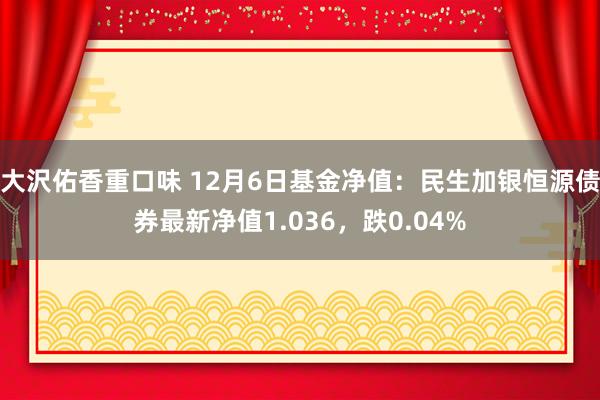 大沢佑香重口味 12月6日基金净值：民生加银恒源债券最新净值1.036，跌0.04%