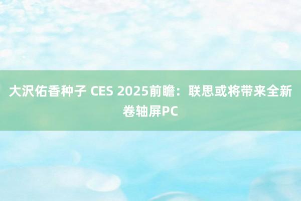 大沢佑香种子 CES 2025前瞻：联思或将带来全新卷轴屏PC