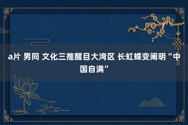 a片 男同 文化三推醒目大湾区 长虹蝶变阐明“中国自满”