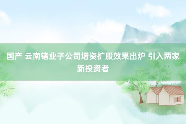 国产 云南锗业子公司增资扩股效果出炉 引入两家新投资者