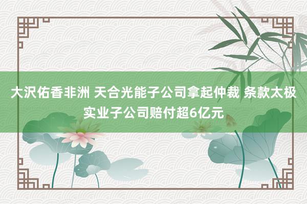 大沢佑香非洲 天合光能子公司拿起仲裁 条款太极实业子公司赔付超6亿元