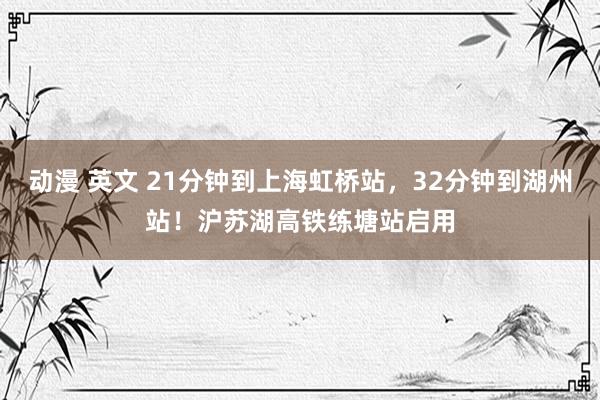 动漫 英文 21分钟到上海虹桥站，32分钟到湖州站！沪苏湖高铁练塘站启用