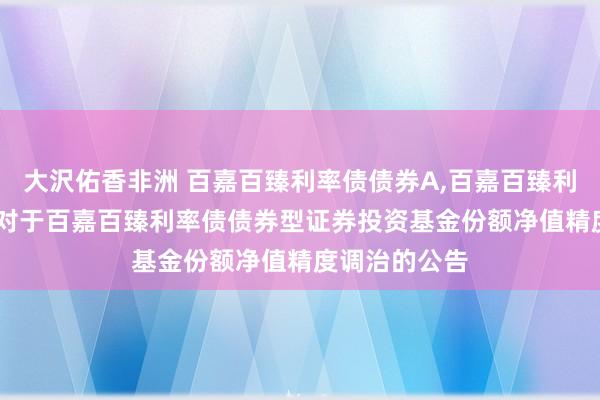 大沢佑香非洲 百嘉百臻利率债债券A,百嘉百臻利率债债券C: 对于百嘉百臻利率债债券型证券投资基金份额净值精度调治的公告