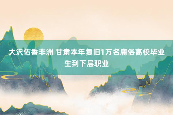 大沢佑香非洲 甘肃本年复旧1万名庸俗高校毕业生到下层职业