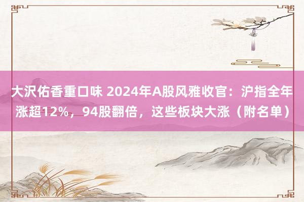 大沢佑香重口味 2024年A股风雅收官：沪指全年涨超12%，94股翻倍，这些板块大涨（附名单）