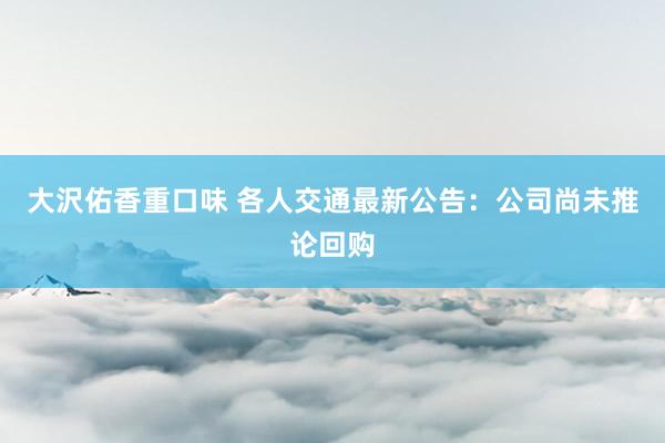 大沢佑香重口味 各人交通最新公告：公司尚未推论回购