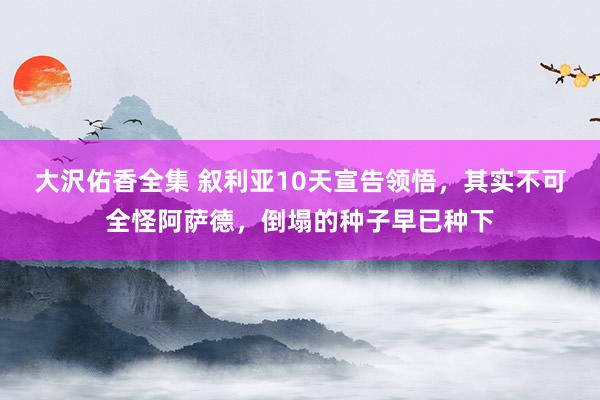 大沢佑香全集 叙利亚10天宣告领悟，其实不可全怪阿萨德，倒塌的种子早已种下