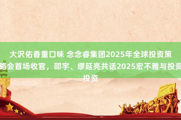 大沢佑香重口味 念念睿集团2025年全球投资策略会首场收官，邵宇、缪延亮共话2025宏不雅与投资