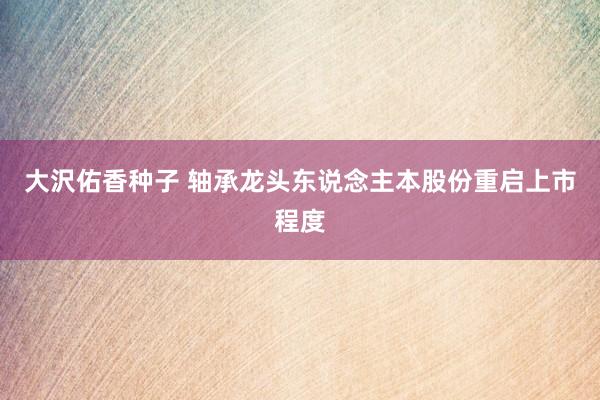 大沢佑香种子 轴承龙头东说念主本股份重启上市程度