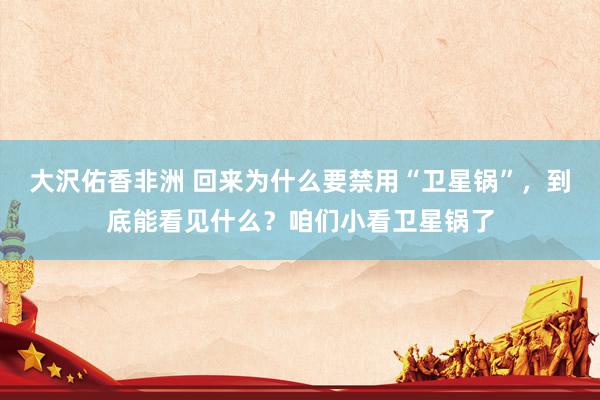 大沢佑香非洲 回来为什么要禁用“卫星锅”，到底能看见什么？咱们小看卫星锅了