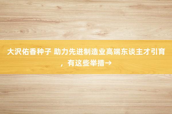 大沢佑香种子 助力先进制造业高端东谈主才引育，有这些举措→