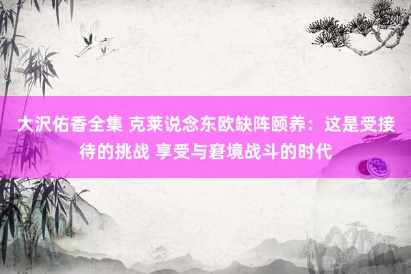 大沢佑香全集 克莱说念东欧缺阵颐养：这是受接待的挑战 享受与窘境战斗的时代