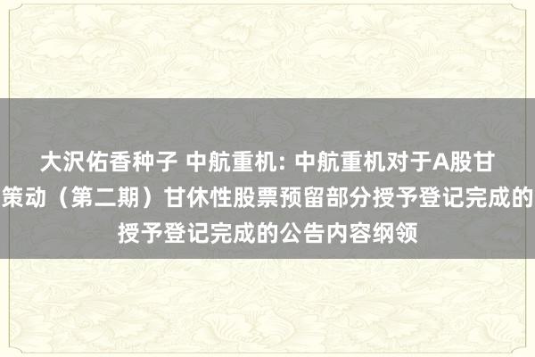 大沢佑香种子 中航重机: 中航重机对于A股甘休性股票激发策动（第二期）甘休性股票预留部分授予登记完成的公告内容纲领