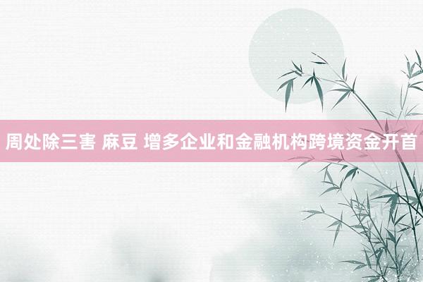 周处除三害 麻豆 增多企业和金融机构跨境资金开首
