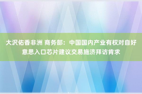 大沢佑香非洲 商务部：中国国内产业有权对自好意思入口芯片建议交易施济拜访肯求