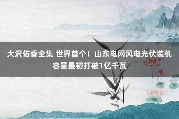 大沢佑香全集 世界首个！山东电网风电光伏装机容量最初打破1亿千瓦