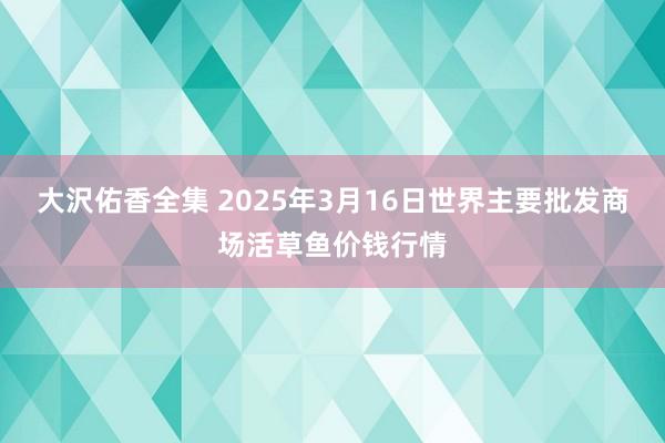 大沢佑香全集 2025年3月16日世界主要批发商场活草鱼价钱行情