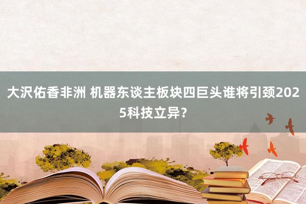 大沢佑香非洲 机器东谈主板块四巨头谁将引颈2025科技立异？