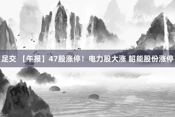 足交 【午报】47股涨停！电力股大涨 韶能股份涨停