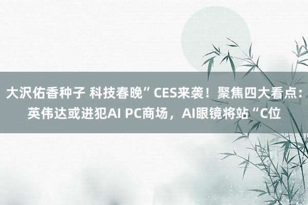 大沢佑香种子 科技春晚”CES来袭！聚焦四大看点：英伟达或进犯AI PC商场，AI眼镜将站“C位