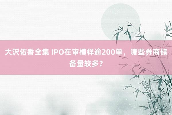 大沢佑香全集 IPO在审模样逾200单，哪些券商储备量较多？