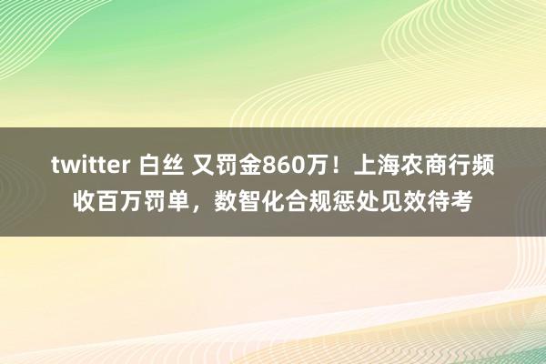 twitter 白丝 又罚金860万！上海农商行频收百万罚单，数智化合规惩处见效待考