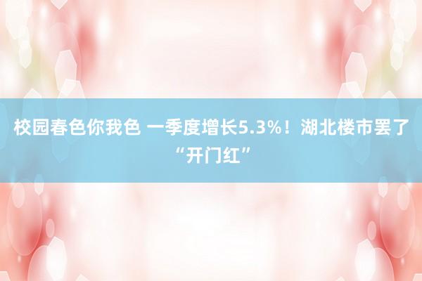 校园春色你我色 一季度增长5.3%！湖北楼市罢了“开门红”