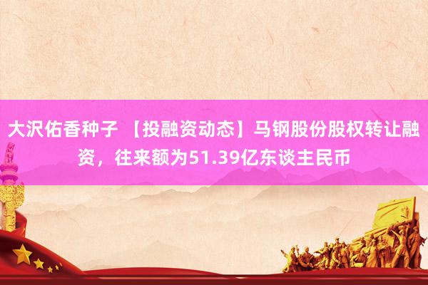大沢佑香种子 【投融资动态】马钢股份股权转让融资，往来额为51.39亿东谈主民币