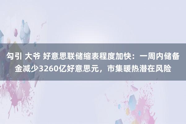勾引 大爷 好意思联储缩表程度加快：一周内储备金减少3260亿好意思元，市集暖热潜在风险