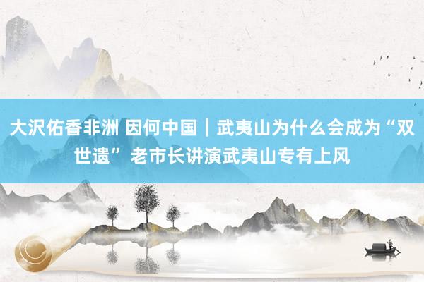 大沢佑香非洲 因何中国｜武夷山为什么会成为“双世遗” 老市长讲演武夷山专有上风