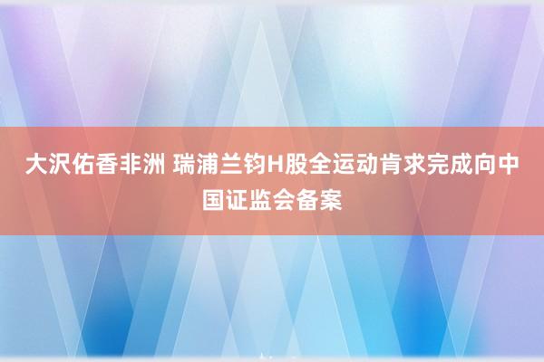 大沢佑香非洲 瑞浦兰钧H股全运动肯求完成向中国证监会备案