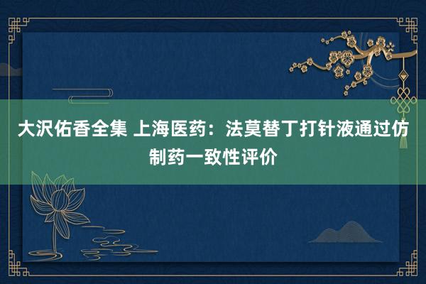 大沢佑香全集 上海医药：法莫替丁打针液通过仿制药一致性评价