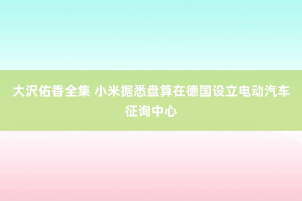 大沢佑香全集 小米据悉盘算在德国设立电动汽车征询中心