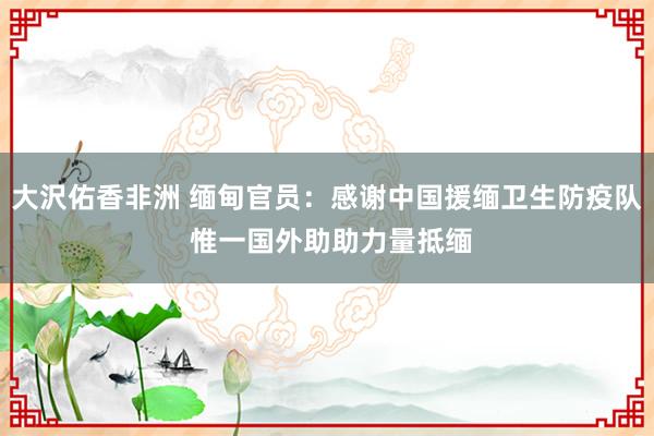大沢佑香非洲 缅甸官员：感谢中国援缅卫生防疫队 惟一国外助助力量抵缅