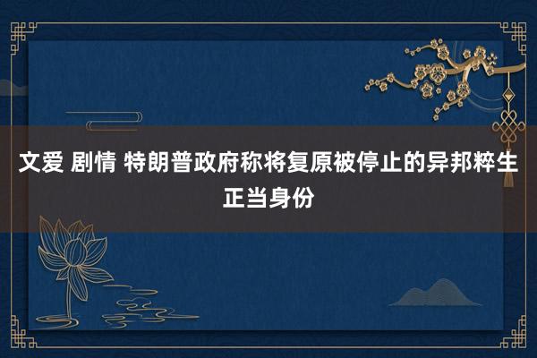 文爱 剧情 特朗普政府称将复原被停止的异邦粹生正当身份